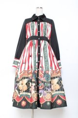 ALICE and the PIRATES / Escape Beast柄シャツワンピース  エンジ Y-25-11-05-134-PA-SK-SZ-ZY