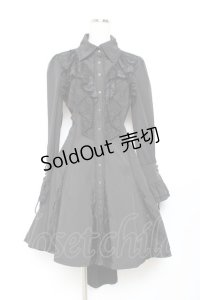 Ozz oneste / レースフリルシャツワンピース  黒 Y-25-11-05-137-OO-JA-SZ-ZY