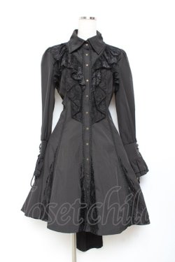 画像1: Ozz oneste / レースフリルシャツワンピース  黒 Y-25-11-05-137-OO-JA-SZ-ZY