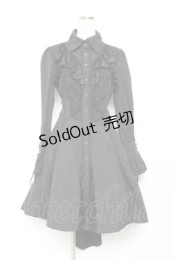 画像1: Ozz oneste / レースフリルシャツワンピース  黒 Y-25-11-05-137-OO-JA-SZ-ZY