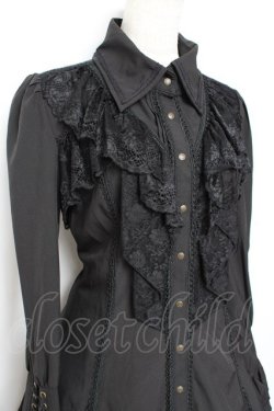 画像5: Ozz oneste / レースフリルシャツワンピース  黒 Y-25-11-05-137-OO-JA-SZ-ZY