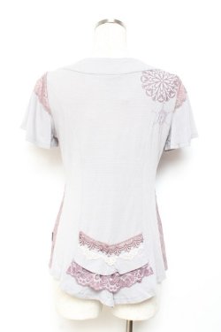 画像2: Ozz oneste / 刺繍入りフロントレーストップス  グレー Y-25-11-05-139-OO-TO-SZ-ZY