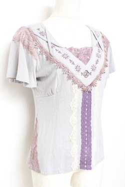 画像3: Ozz oneste / 刺繍入りフロントレーストップス  グレー Y-25-11-05-139-OO-TO-SZ-ZY