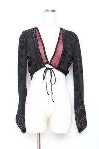Ozz oneste / 重ね着風ボレロ  黒×ワイン Y-25-11-05-140-OO-TO-SZ-OS