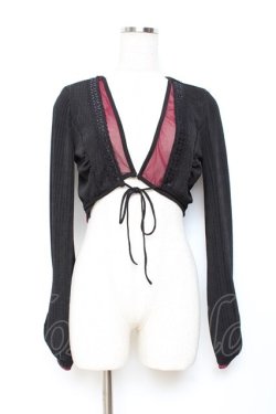 画像1: Ozz oneste / 重ね着風ボレロ  黒×ワイン Y-25-11-05-140-OO-TO-SZ-ZY