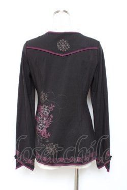 画像2: Ozz oneste / 裾プリントチャイナトップス  黒×紫 Y-25-11-05-141-OO-TO-SZ-ZY