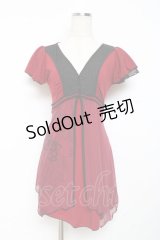 Ozz oneste / メッシュ重ねチャイナチュニック  赤 Y-25-11-05-144-OO-OP-SZ-ZY