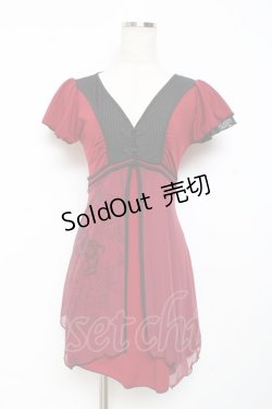 画像1: Ozz oneste / メッシュ重ねチャイナチュニック  赤 Y-25-11-05-144-OO-OP-SZ-ZY