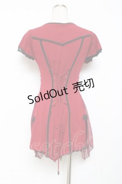 画像2: Ozz oneste / メッシュ重ねチャイナチュニック  赤 Y-25-11-05-144-OO-OP-SZ-ZY