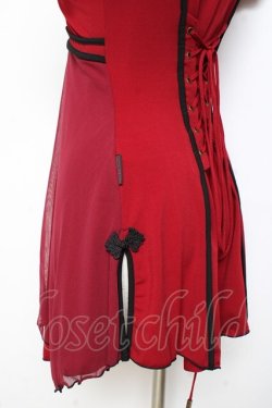 画像3: Ozz oneste / メッシュ重ねチャイナチュニック  赤 Y-25-11-05-144-OO-OP-SZ-ZY