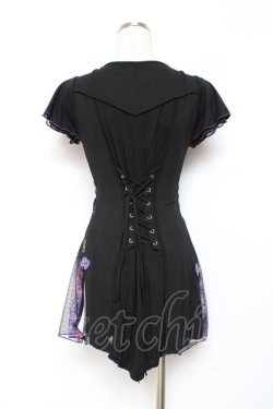 画像2: Ozz oneste / ドットチュール重ね総柄チュニック  黒×紫 Y-25-11-05-145-OO-TO-SZ-ZY