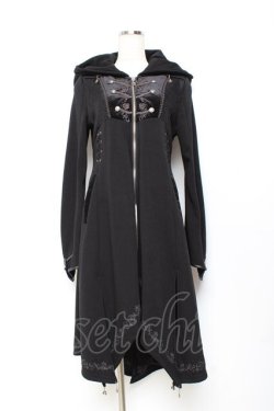 画像1: Ozz oneste / 薔薇刺繍イレギュラーヘムパーカー  黒 Y-25-11-05-148-OO-JA-SZ-ZY