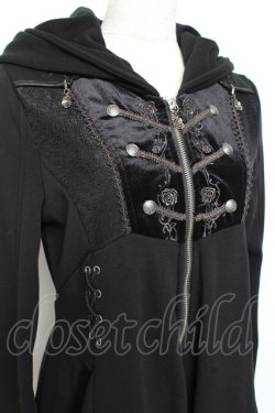 画像4: Ozz oneste / 薔薇刺繍イレギュラーヘムパーカー  黒 Y-25-11-05-148-OO-JA-SZ-ZY