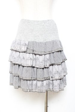 画像2: OZZ ANGELO / プリント入りドットティアードスカート  グレー Y-25-11-05-153-OO-SK-SZ-ZY