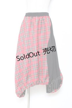 画像1: ACDC RAG / タータンチェック変形スカート F 赤×黒 Y-25-11-05-155-PU-SK-SZ-ZY