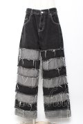 ANOTHER SELF / ダメージデニムパンツ M 黒×グレー Y-25-11-05-158-PU-PA-SZ-ZY