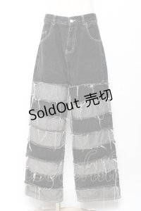 ANOTHER SELF / ダメージデニムパンツ M 黒×グレー Y-25-11-05-158-PU-PA-SZ-ZY