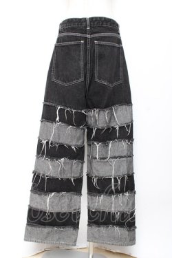 画像2: ANOTHER SELF / ダメージデニムパンツ M 黒×グレー Y-25-11-05-158-PU-PA-SZ-ZY