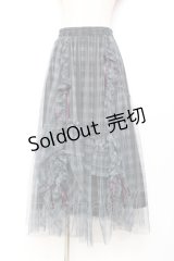 axes femme / ドロストチェックチュールスカート F グレー Y-25-11-05-159-AX-SK-SZ-ZY