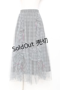 axes femme / ドロストチェックチュールスカート F グレー Y-25-11-05-159-AX-SK-SZ-ZY