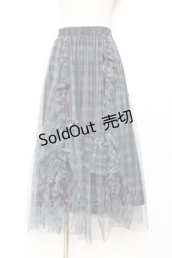 画像1: axes femme / ドロストチェックチュールスカート F グレー Y-25-11-05-159-AX-SK-SZ-ZY