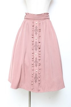 画像1: axes femme / フレームローズ刺繍スカート F ピンク Y-25-11-05-165-AX-SK-SZ-ZY
