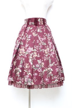 画像1: axes femme / 花柄タックスカート M ワイン Y-25-11-05-172-AX-SK-SZ-ZY