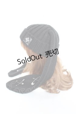画像2: REFLEM / 安全ピン付きうさ耳ニットキャップ F ブラック Y-25-11-05-036-PU-AC-SZ-ZY