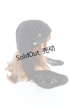 画像4: REFLEM / 安全ピン付きうさ耳ニットキャップ F ブラック Y-25-11-05-036-PU-AC-SZ-ZY