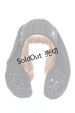 画像5: REFLEM / 安全ピン付きうさ耳ニットキャップ F ブラック Y-25-11-05-036-PU-AC-SZ-ZY
