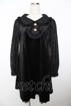 画像1: Secret Honey / レース袖ベロアワンピース 2 黒 Y-25-11-06-049-CA-OP-SZ-ZY