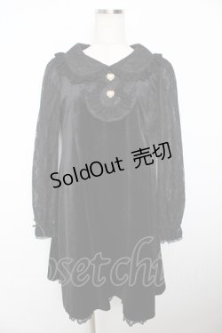 画像1: Secret Honey / レース袖ベロアワンピース 2 黒 Y-25-11-06-049-CA-OP-SZ-ZY