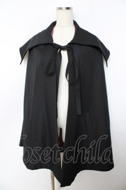 画像1: ATELIER BOZ / コウモリ衿ミニマント  ブラック×ワイン Y-25-11-06-050-EL-JA-SZ-ZY