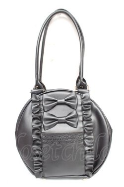 画像1: axes femme kawaii / ツインリボンラウンドハンドバッグ  黒 Y-25-11-06-007-AX-BG-SZ-ZY