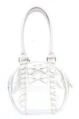 axes femme kawaii / ツインリボンラウンドハンドバッグ  シルバー Y-25-11-06-008-AX-BG-SZ-ZY