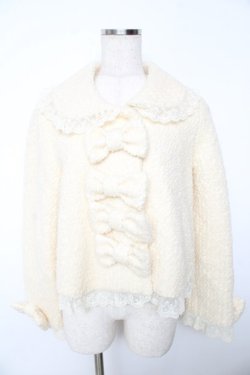 画像1: BABY,THE STARS SHINE BRIGHT / Teddy Ribbonショートジャケット  オフ Y-25-11-06-065-BA-CO-AS-ZY