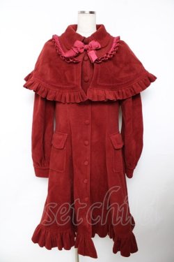 画像1: Hoshibako Works / アイシング・フリル　ケープ付きプリンセスラインコート  ワイン Y-25-11-06-071-LO-CO-SZ-ZY