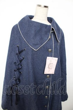 画像3: metamorphose / アシメトリーレースアップマント プラスイサイズ ネイビー Y-25-11-06-072-ME-JA-SZ-ZY