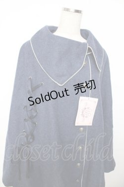 画像3: metamorphose / アシメトリーレースアップマント プラスイサイズ ネイビー Y-25-11-06-072-ME-JA-SZ-ZY