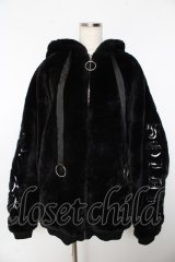 Amilige / ウイング刺繍ファーZIPコート F ブラック Y-25-11-06-089-PU-CO-SZ-ZS