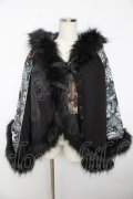 Qutie Frash / 和柄切り替えポンチョ  黒 Y-25-11-06-090-QU-CO-SZ-ZY