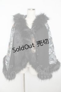 Qutie Frash / 和柄切り替えポンチョ  黒 Y-25-11-06-090-QU-CO-SZ-ZY