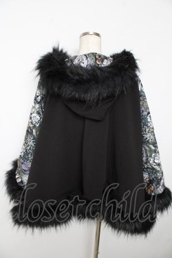 画像2: Qutie Frash / 和柄切り替えポンチョ  黒 Y-25-11-06-090-QU-CO-SZ-ZY