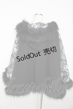 画像2: Qutie Frash / 和柄切り替えポンチョ  黒 Y-25-11-06-090-QU-CO-SZ-ZY