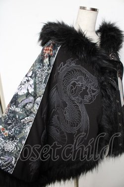 画像3: Qutie Frash / 和柄切り替えポンチョ  黒 Y-25-11-06-090-QU-CO-SZ-ZY