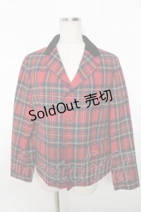 Jane Marple Dans Le Salon / ウールタータンのカーナビージャケット M レッド Y-25-11-06-103-JM-JA-SZ-ZY