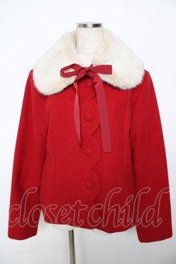 画像1: Melody BasKet / ファーティペットスカラップショートコート  赤 Y-25-11-06-108-LO-CO-AS-ZY