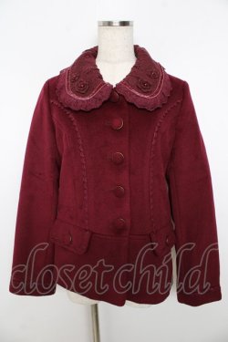 画像1: axes femme / デコ衿ショートコート M ワイン Y-25-11-06-112-AX-CO-SZ-ZY