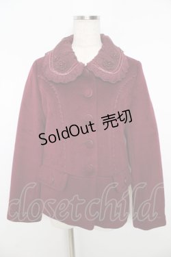 画像1: axes femme / デコ衿ショートコート M ワイン Y-25-11-06-112-AX-CO-SZ-ZY