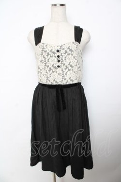 画像1: F＆A / レース切替ワンピース  黒ｘ白 Y-25-11-06-116-LO-OP-SZ-ZY